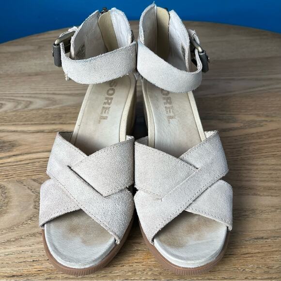 Sorel Joanie II Lug Sole Wedge Sandal Open Toe Comfort Shoe Tan Women’s Size 7 - Picture 5 of 9